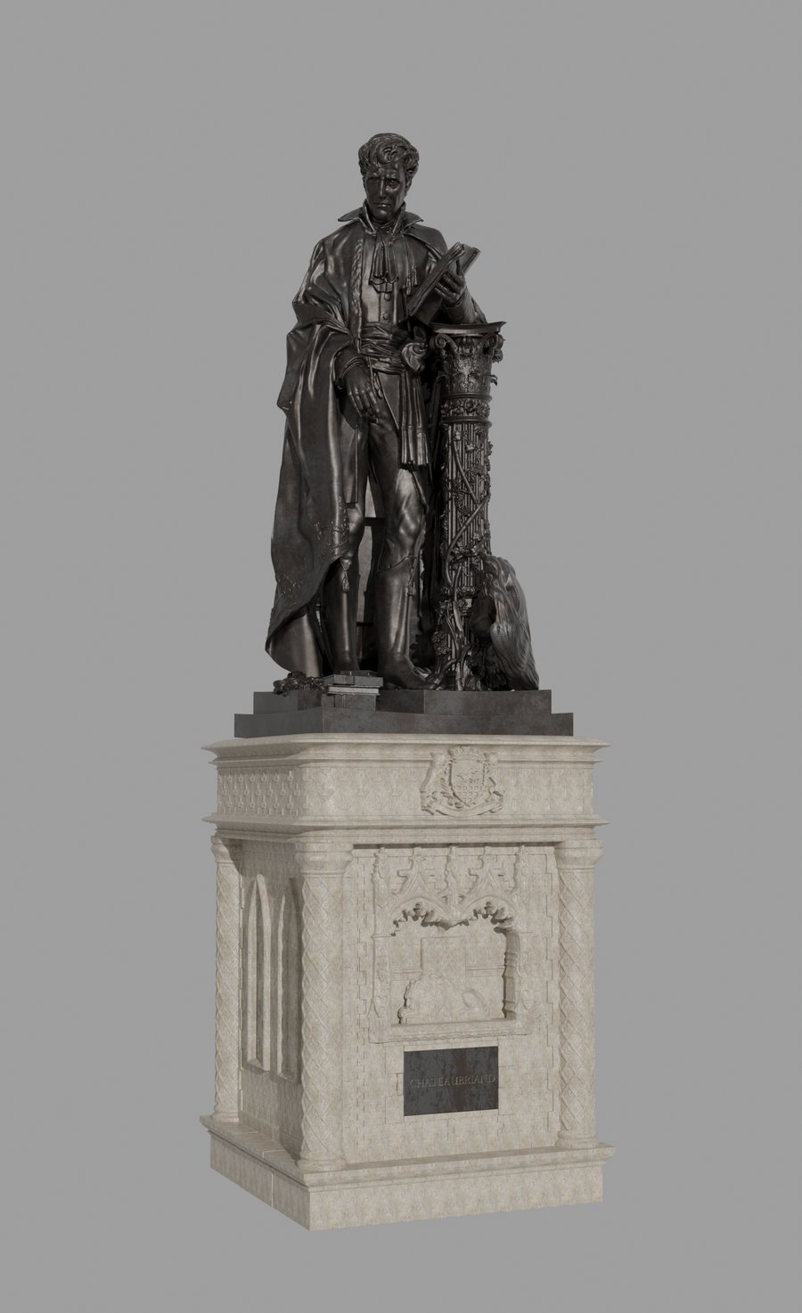 Statue monumentale en bronze de Chateaubriand, projet du Cénacle des Lys à Saint-Malo